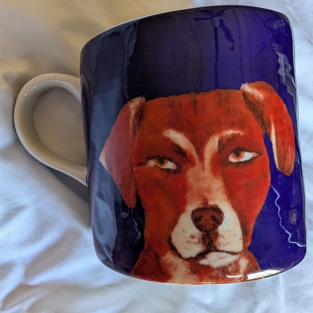 Anthropologie“Duke”Dog Mug by Carole Akins Blue Art Mug The Art of Anthropologie - Picture 6 of 7